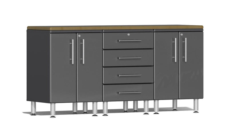 Ulti-MATE 2.0 Series UG23042 - 6' Wide  4-Piece Garage Cabinet Workstation Kit with Bamboo Worktop
