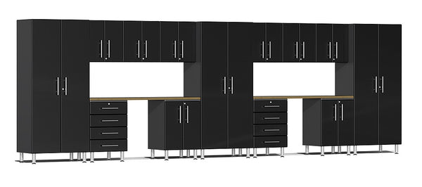 Ulti-MATE UG22152B 21' Wide  15-Piece Garage Cabinet Kit with Midnight Black Facings