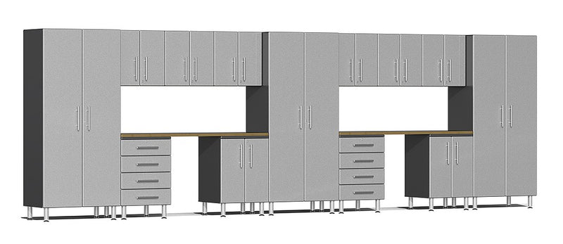 Ulti-MATE UG22152S 21' Wide  15-Piece Garage Cabinet Kit with Stardust Silver Facings