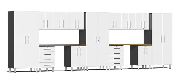 Ulti-MATE UG22152W 21' Wide  15-Piece Garage Cabinet Kit with Starfire White Facings