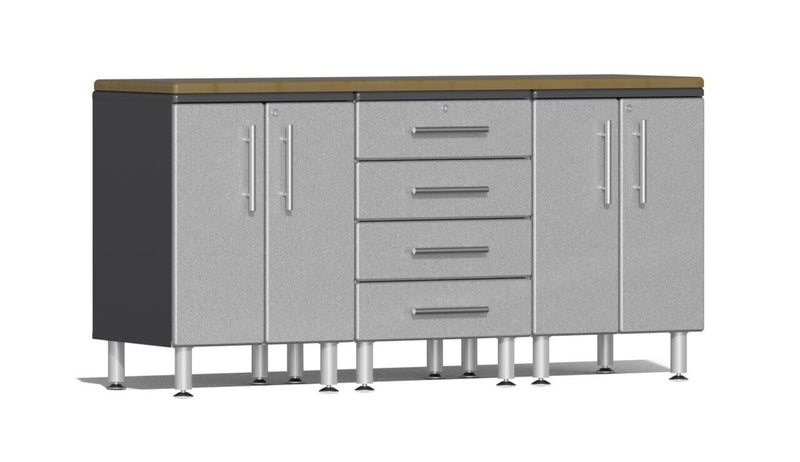 Ulti-MATE 2.0 Series UG23042 - 6' Wide  4-Piece Garage Cabinet Workstation Kit with Bamboo Worktop