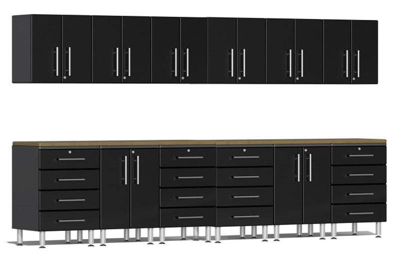 Ulti-MATE 2.0 Series UG23142 - 12' Wide  14 Piece Garage Cabinet Kit with Bamboo Worktops