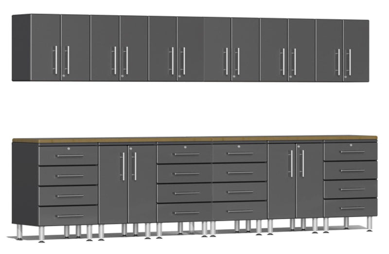 Ulti-MATE 2.0 Series UG23142 - 12' Wide  14 Piece Garage Cabinet Kit with Bamboo Worktops