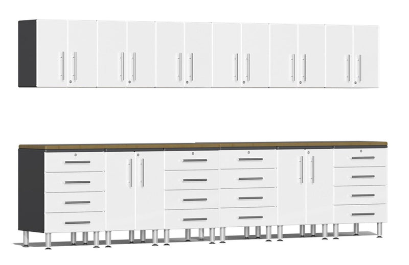 Ulti-MATE 2.0 Series UG23142 - 12' Wide  14 Piece Garage Cabinet Kit with Bamboo Worktops