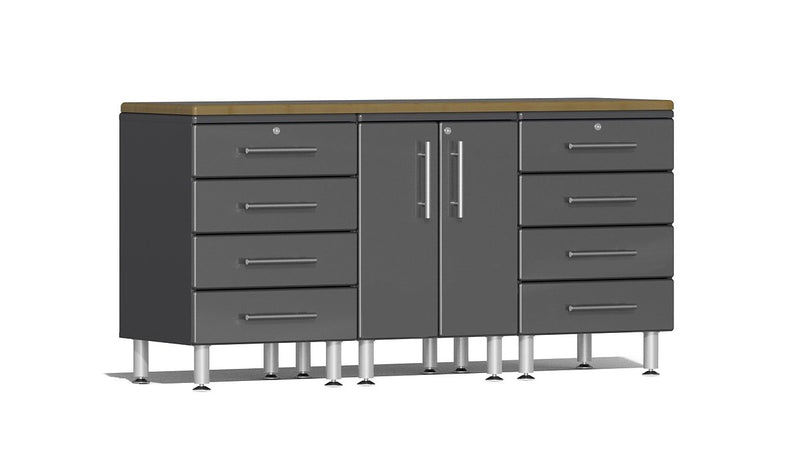 Ulti-MATE 2.0 Series UG24042 - 6' Wide  4-Piece Garage Cabinet Workstation Kit with Bamboo Worktop