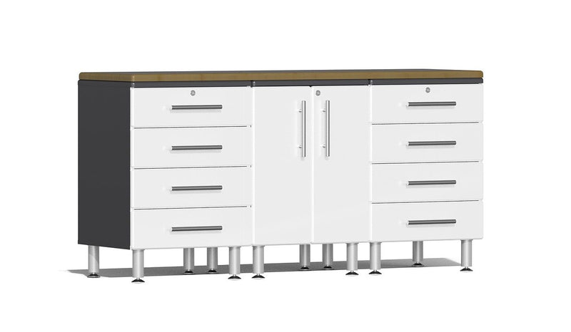 Ulti-MATE 2.0 Series UG24042 - 6' Wide  4-Piece Garage Cabinet Workstation Kit with Bamboo Worktop