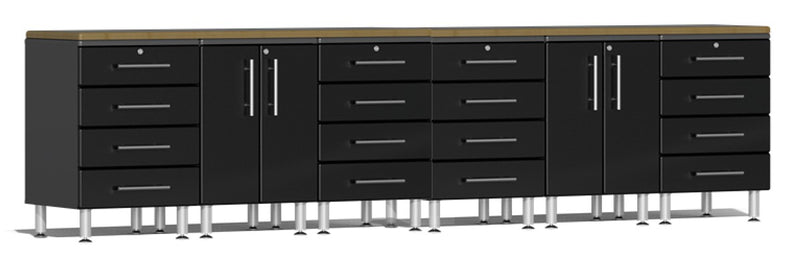 Ulti-MATE 2.0 Series UG26082- 12' Wide  8-Piece Garage Cabinet Workstation Kit with Bamboo Worktops