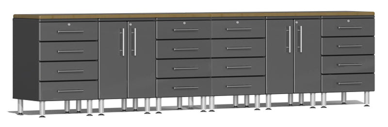 Ulti-MATE 2.0 Series UG26082- 12' Wide  8-Piece Garage Cabinet Workstation Kit with Bamboo Worktops