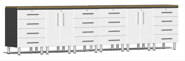 Ulti-MATE 2.0 Series UG26082- 12' Wide  8-Piece Garage Cabinet Workstation Kit with Bamboo Worktops