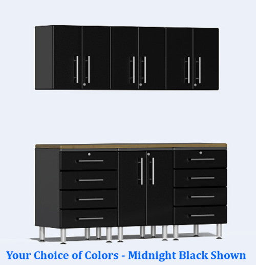 Ulti-MATE 2.0 Series UG22072* - 6' Wide  7-Piece Garage Cabinet Kit with Bamboo Worktop - Wall To Wall Storage