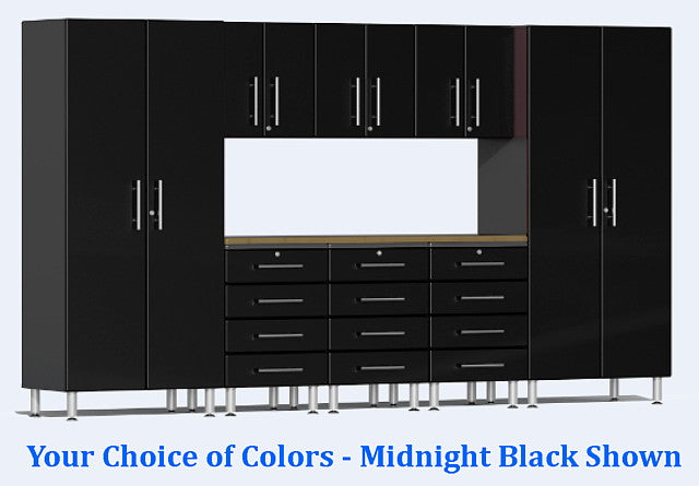 Ulti-MATE 2.0 Series UG22092* - 12' Wide 9-Piece Garage Cabinet Kit with Bamboo Worktop - Wall To Wall Storage