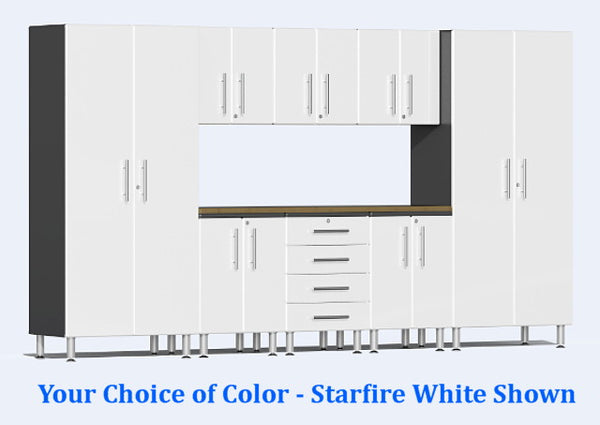 Ulti-MATE 2.0 Series UG23092* - 12' Wide 9-Piece Garage Cabinet Kit with Bamboo Worktop - Wall To Wall Storage